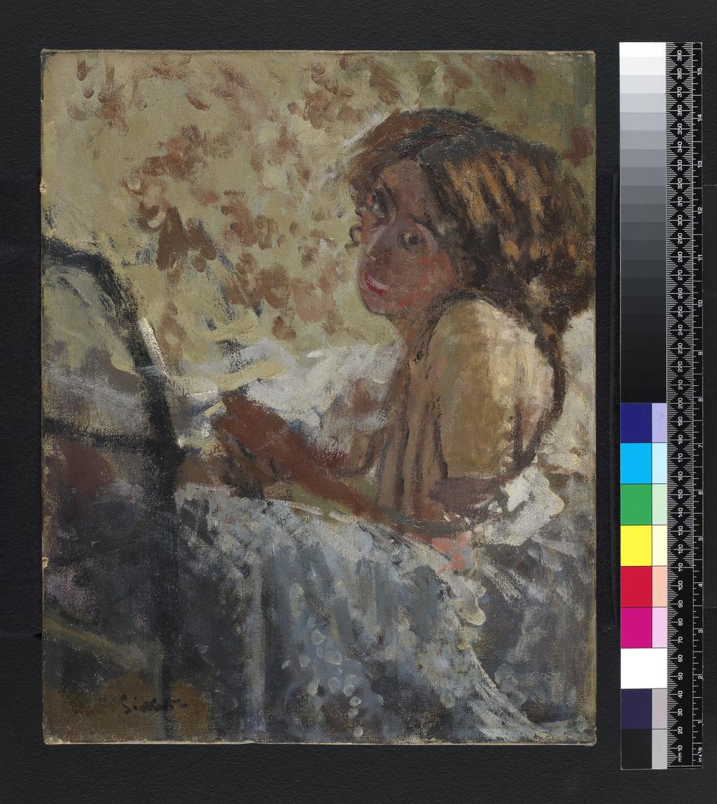 An image of l'Oeillade (The Glance). Sickert, Walter Richard (British, 1860-1942). Oil on canvas, height 38.1 cm, width 30.5 cm, circa 1911.