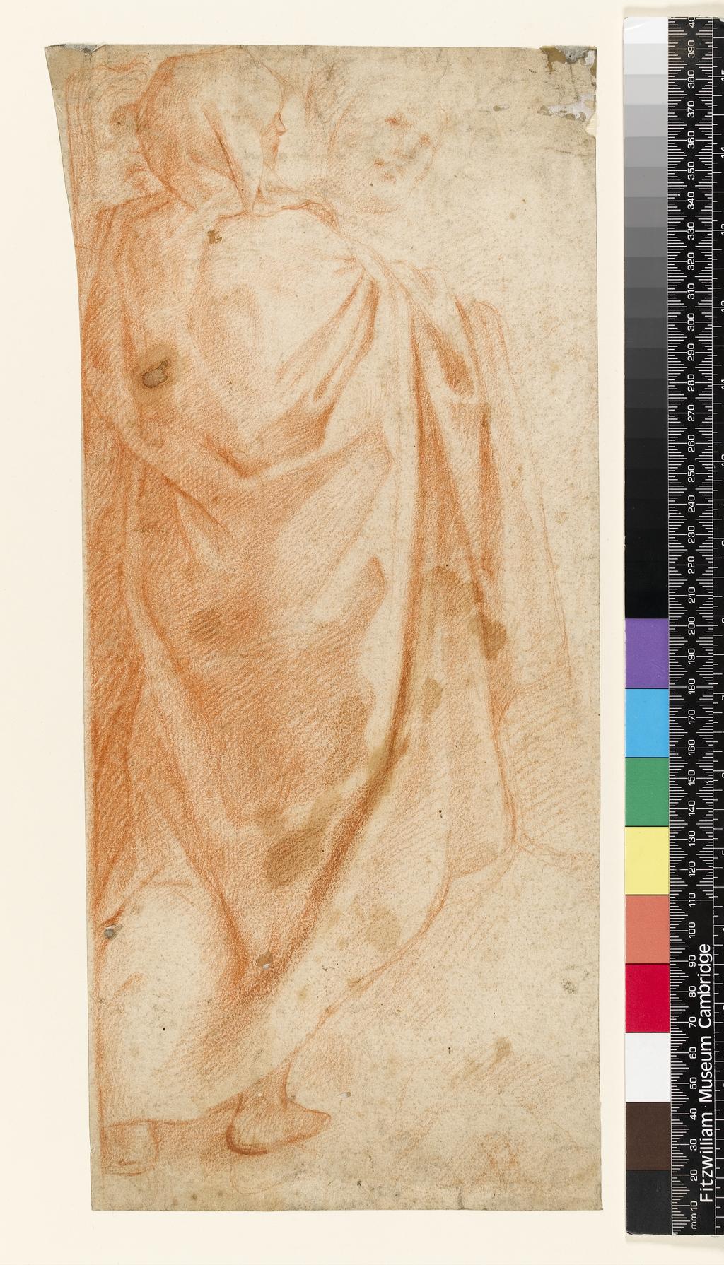 An image of Title/s: Study of two standing, draped, figures Maker/s: SARTO, Andrea del, after. Florence 1486-1531 FlorenceTechnique Description: red chalk on paper Dimensions: height: 384 mm, width: 180 mm