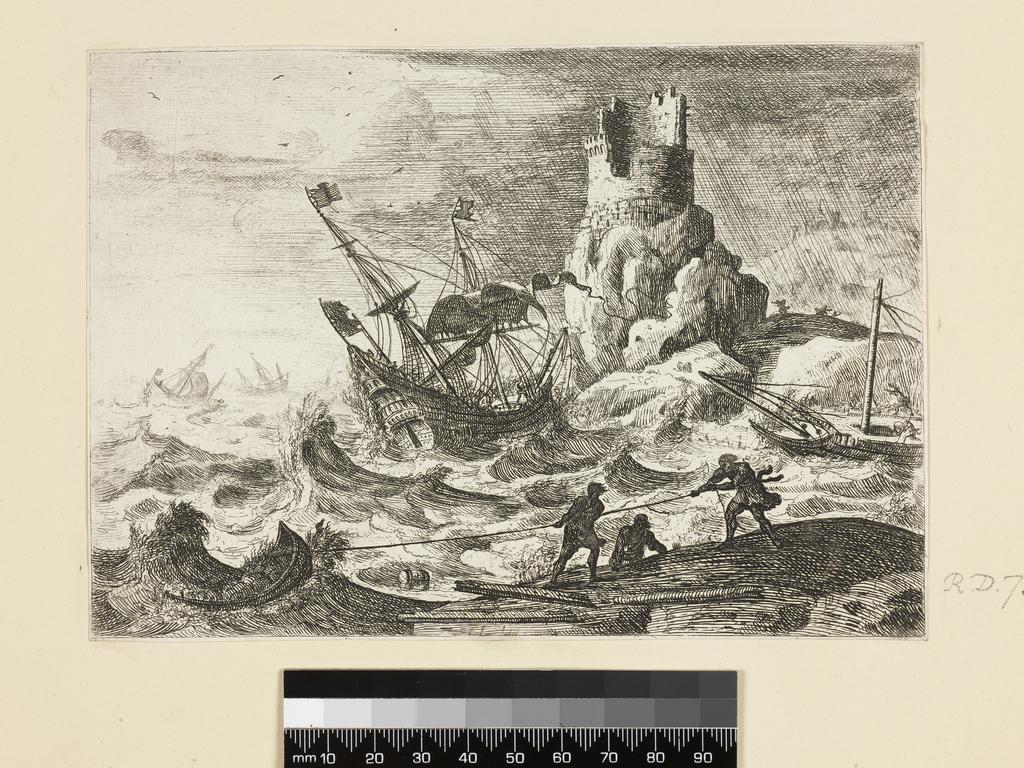 An image of Le Tempête (The tempest). Claude Lorrain (French, 1600-1682). Etching, circa 1630. Production Note: State IVB/VII. Etchings of Claude Lorrain. Lord Fitzwilliam's print album. 38 etchings.