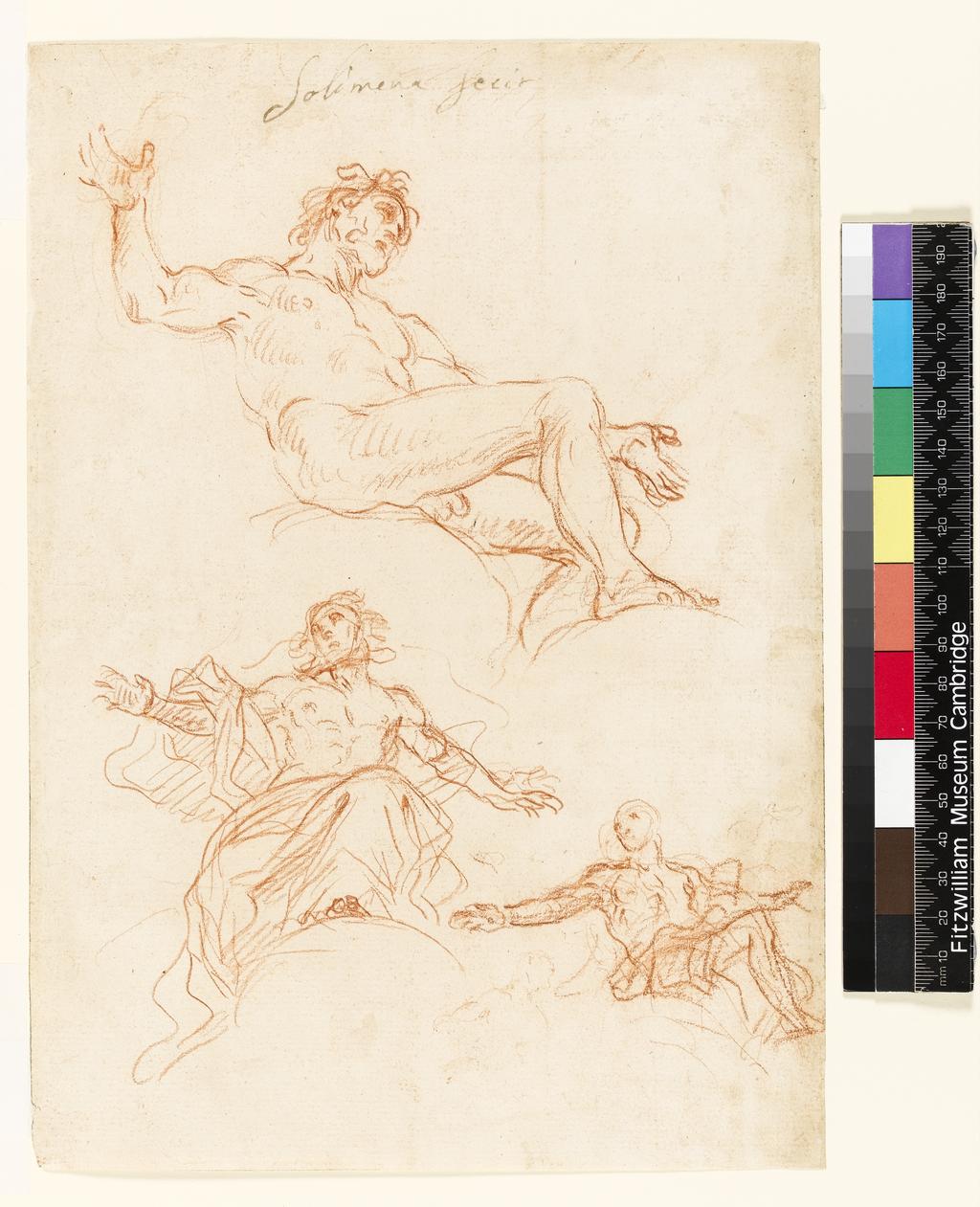 An image of Title/s: Study sheet (recto title) Maker/s: Solimena, Francesco (draughtsman) [ULAN info: Italian artist, 1657-1747]Technique Description: red chalk on paper Dimensions: height: 290 mm, width: 205 mm