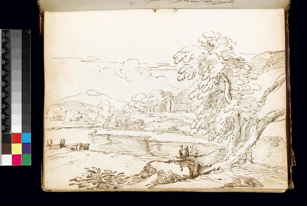 An image of Title/s: Outside the Porta del Popolo, Rome Maker/s: Busiri, Giovanni Battista (draughtsman) [ULAN info: Italian artist, 18th cent.]Technique Description: pen and brown ink on paper Dimensions: height: 222 mm, width: 166 mm