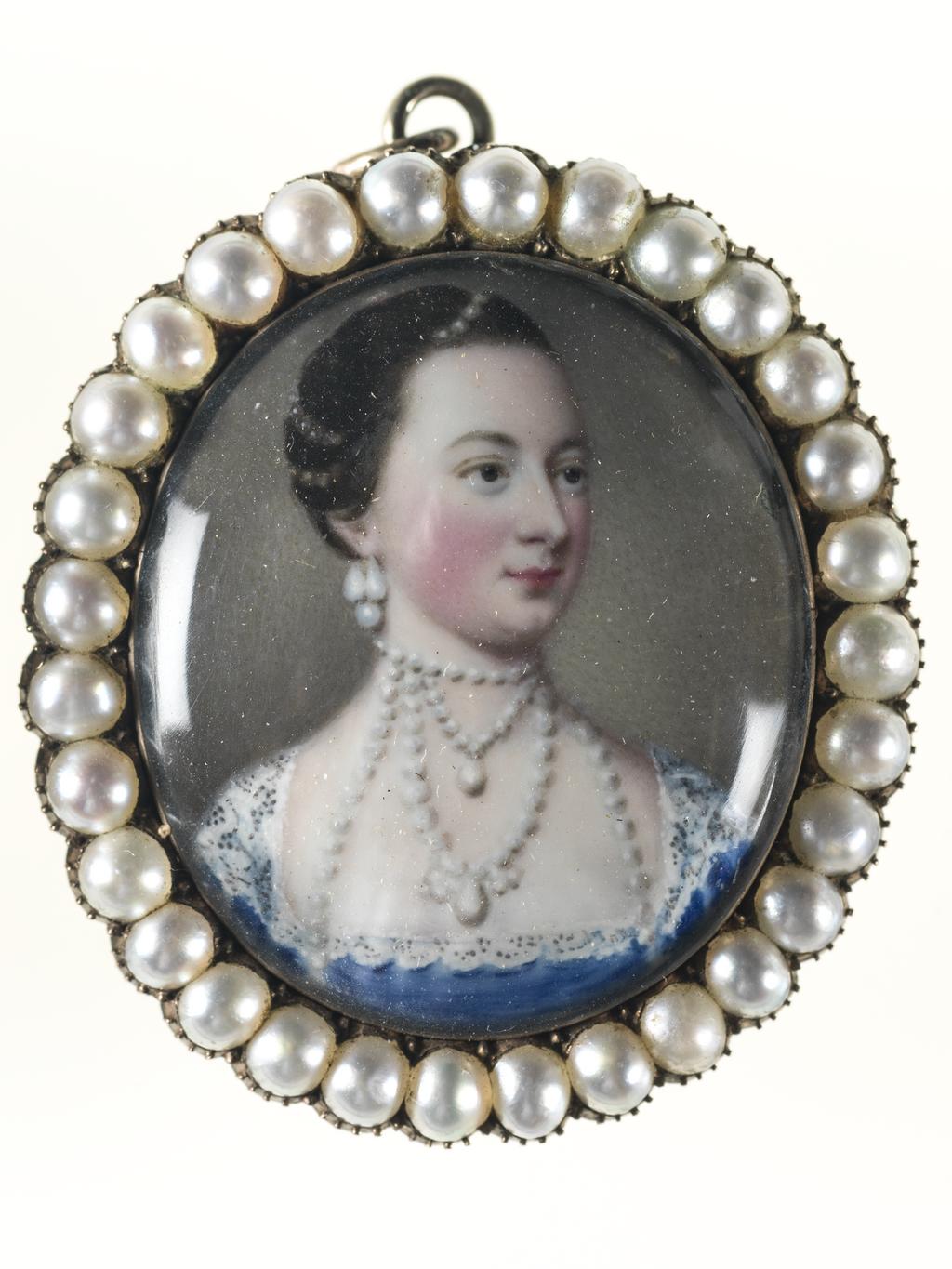 An image of Unknown Lady. Lady Torphichon. Spencer, Gervase (British, 1715-1763). Watercolour on ivory, height 31 mm, width 27 mm, circa 1760.