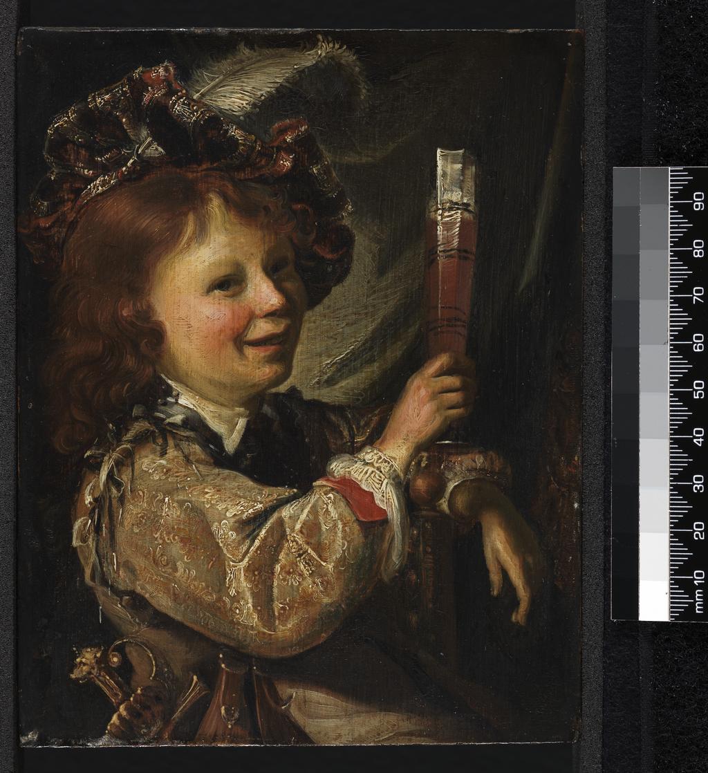 An image of A boy drinking. Picolet, Cornelis (Dutch, 1626-1673). Oil on panel, height 15.5 cm, width 12.3 cm. Production Note: Formerly attributed to W.van Mieris, K. Slabbaert, and Nicolas Maes.