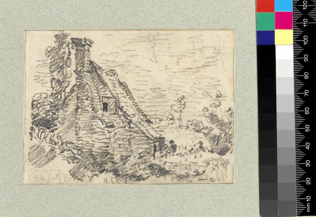 An image of Constable, John. A Cottage at Feering, Essex (1816). Graphite on paper.