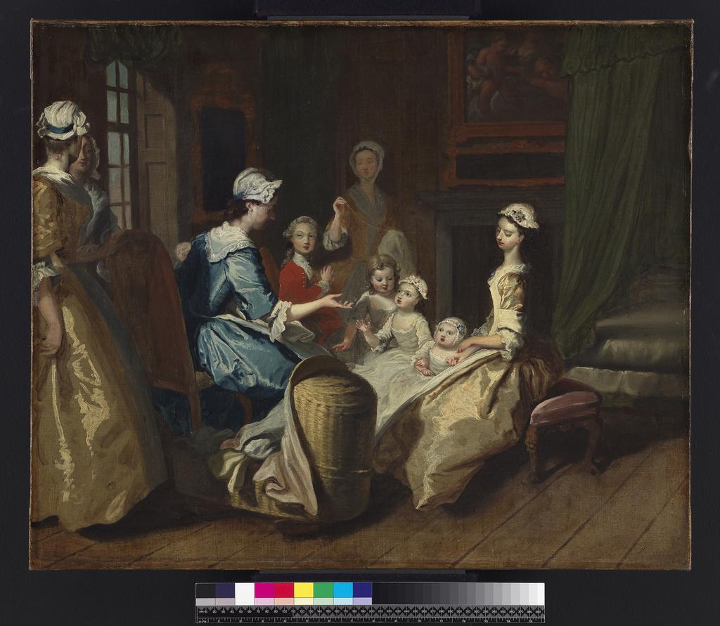 An image of Pamela tells a nursery tale. Highmore, Joseph (British, 1692-1780). Oil on canvas, height 62.9 cm, width 74.7 cm, circa 1744.