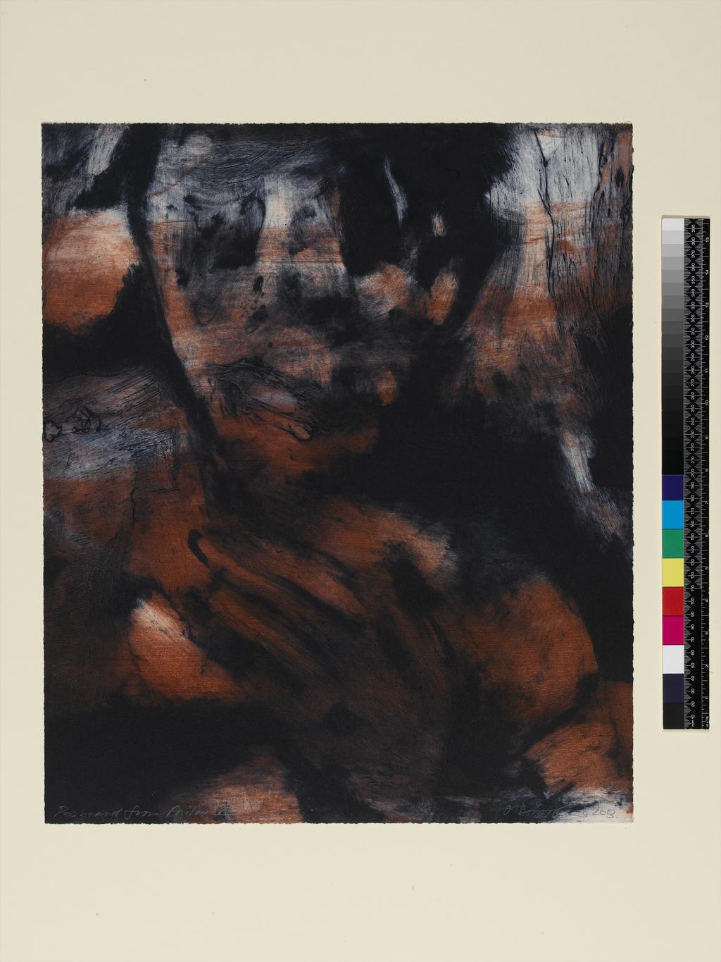 An image of Postcard from Milan. Set of seven carborundum colour prints, from an edition of 35. O'Donoghue, Hughie (British, b.1953). Carborundum, colour printing. 2003.