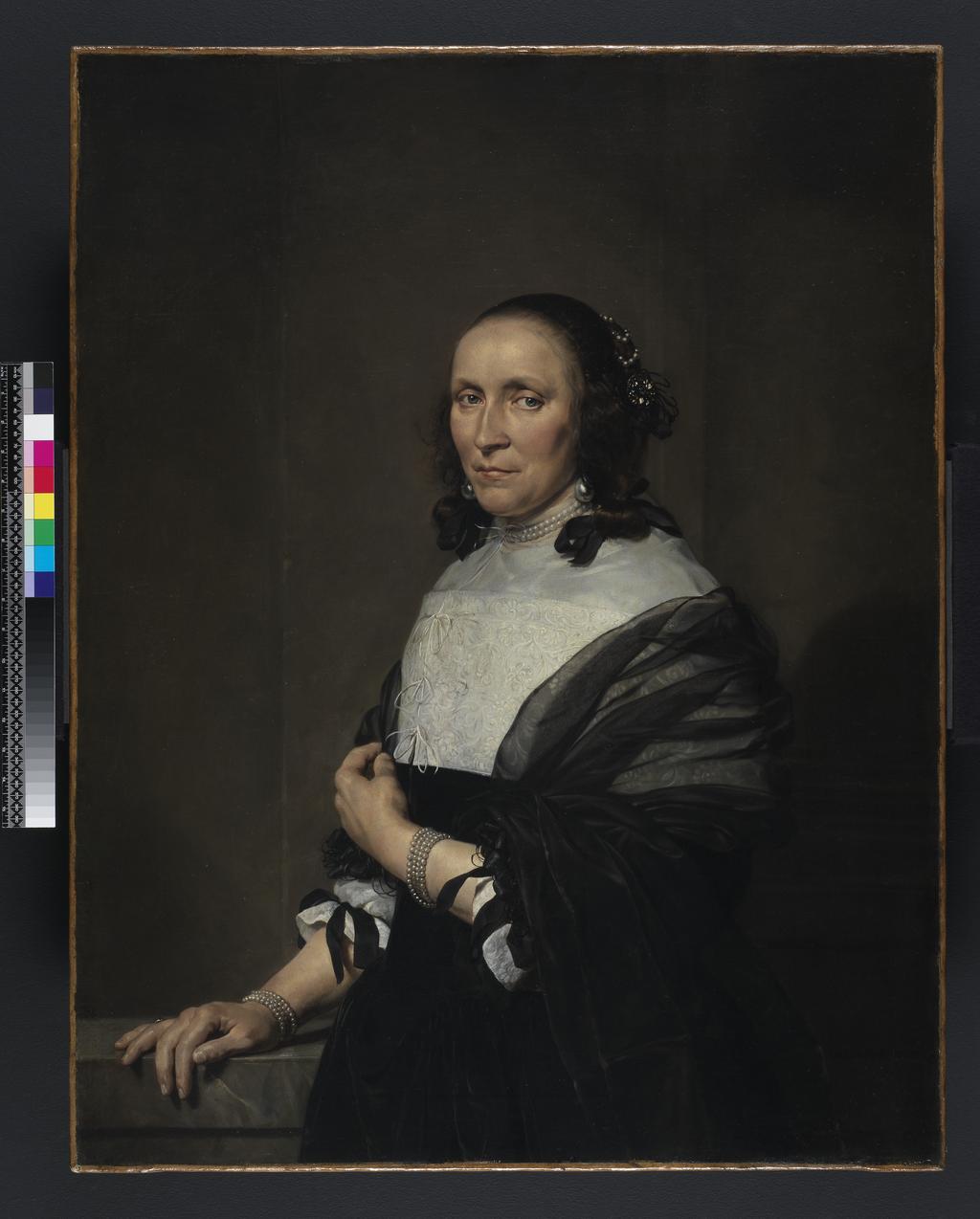 An image of Portrait of a woman. Bray, Jan de (Dutch, c.1626/7-1697). Oil on canvas, height 97.4 cm, width 76.8 cm, 1660.