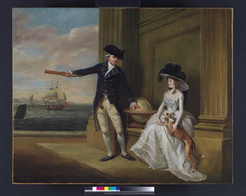 An image of Portrait of Captain and Mrs Hardcastle. Russell, John (British, 1745-1806). Oil on canvas, height, canvas, 101.6 cm, width, canvas, 126.7 cm, 1785.
