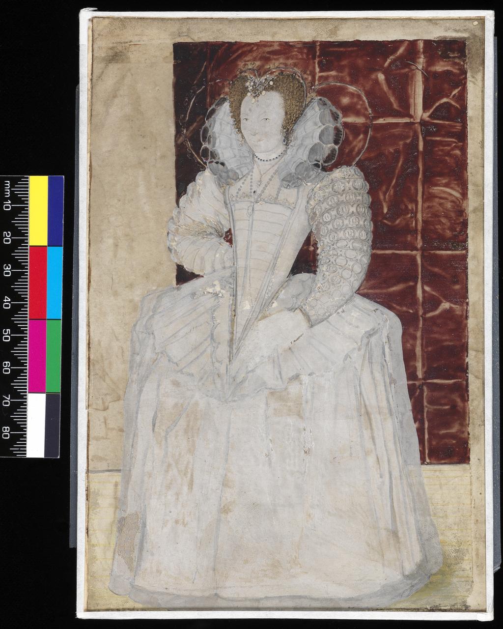 An image of Unknown Lady. Hilliard, Nicholas (British, 1537-1619). Watercolour on vellum, which has been relaid on modern card, height 182 mm, width 122 mm, circa 1595.