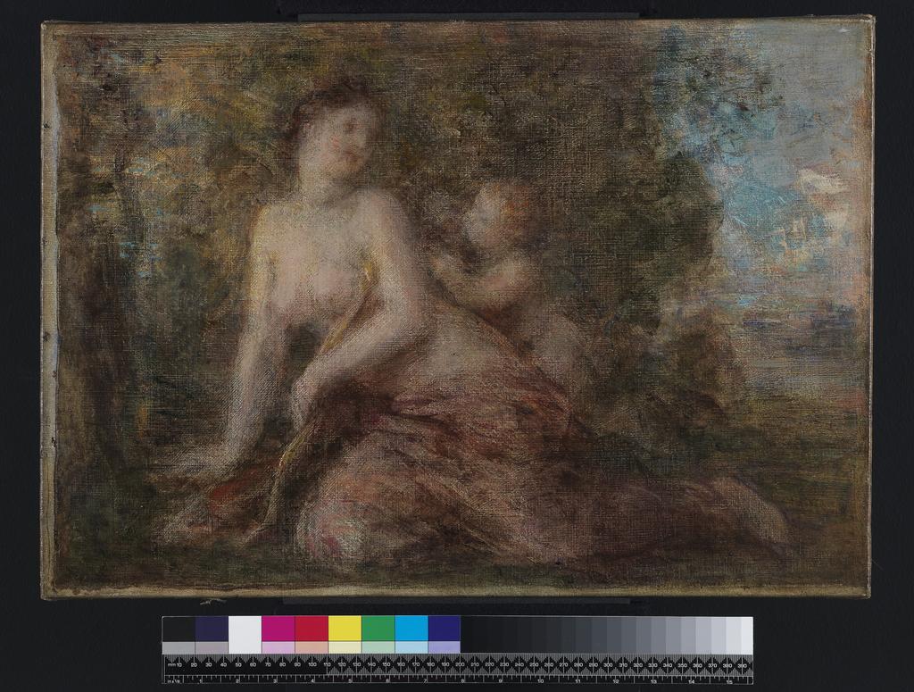 An image of Venus and Cupid. Fantin-Latour, Henri (French, 1836-1904), attributed to. Oil on canvas, height 45.7 cm, width 76.2 cm.