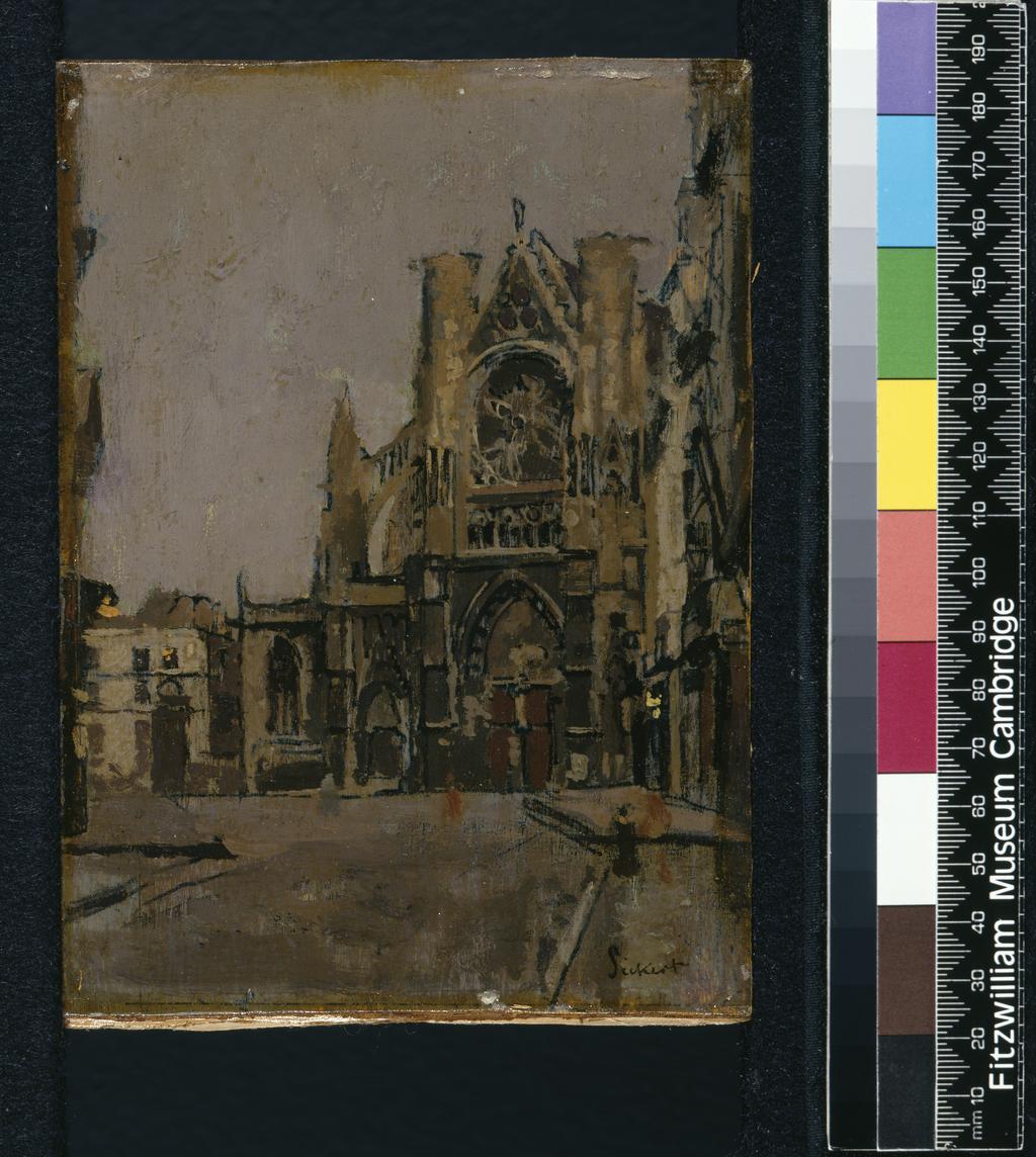 An image of Church of St Jacques, Dieppe. Sickert, Walter Richard (British, 1860-1942). Oil on panel, height 16.7 cm, width 12.0 cm, circa 1899-1900.