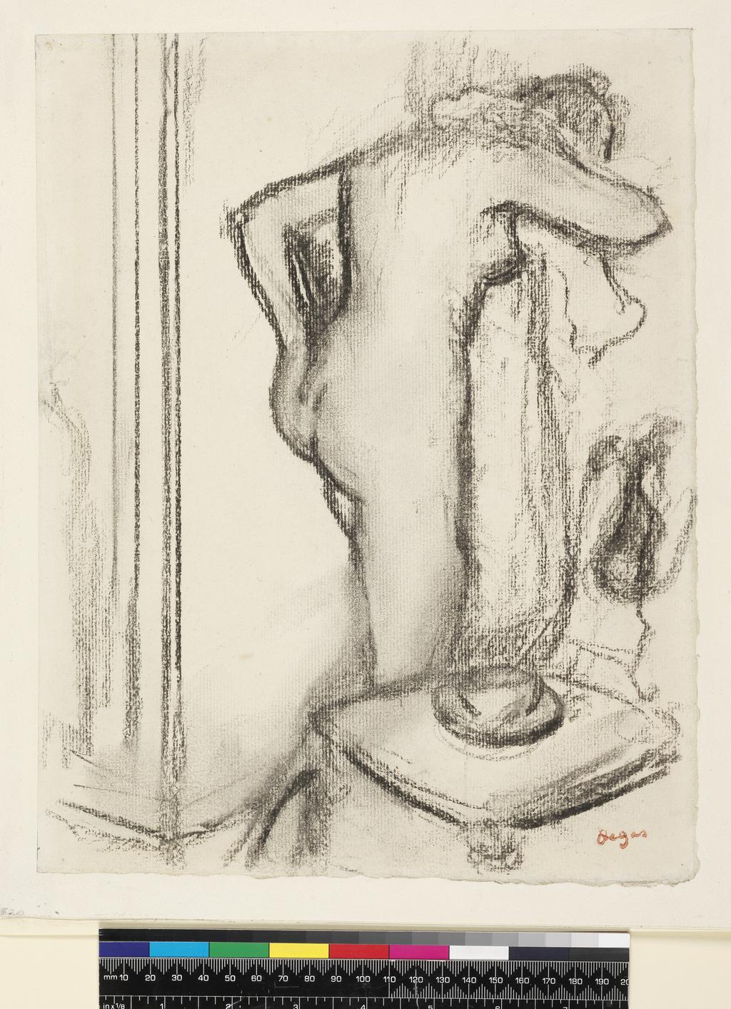 An image of Femme à sa toilette. Degas, Edgar (French, 1834-1917). Charcoal on paper, height 318 mm, width 248 mm, 1890.