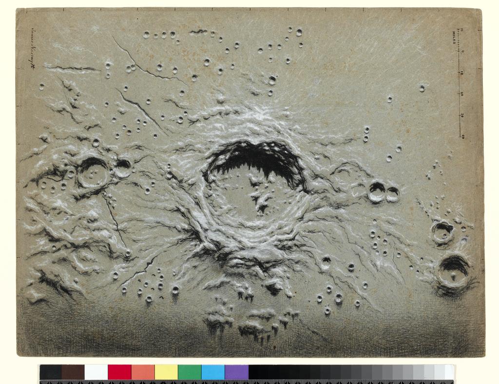 An image of Title/s:  Copernicus Maker/:  Nasmyth, James (draughtsman) [ULAN info: British artist, 1808-1890]Technique Description:  black and white chalk on paper Dimensions:  height: 456 mm. width: 346 mm 