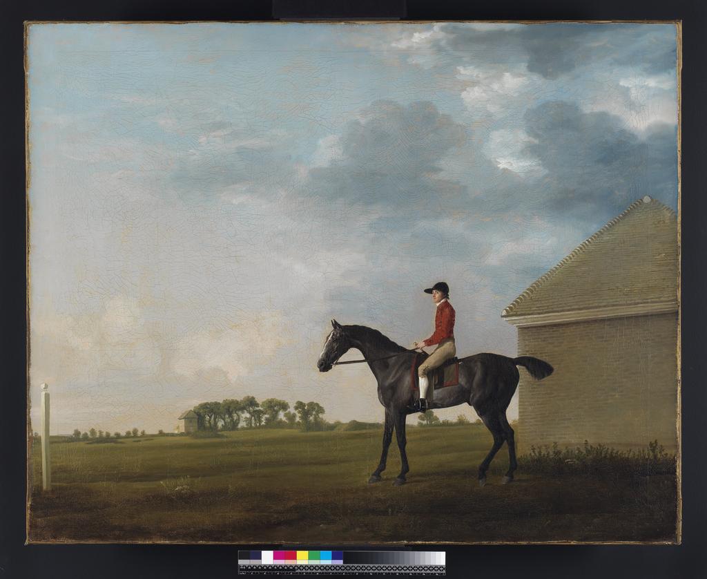 An image of Gimcrack, with John Pratt up, on Newmarket Heath. Stubbs, George (British, 1724-1806). Oil on canvas, height 100 cm, width 124 cm. 1795. Acquisition Credit: From the Abbott, Fairhaven, Gow, Jones, Perceval, Webb and University Purchase Funds after a public appeal through the Friends of the Fitzwilliam with subscriptions led by their Majesties the Queen and Queen Elizabeth, the Queen Mother and contributions from the National Heritage Memorial Fund, the Victoria and Albert Museum Grant-in-Aid, the National Art Collections Fund, the Pilgrim Trust and the British Sporting Art Trust, through Michael Tollemache.
