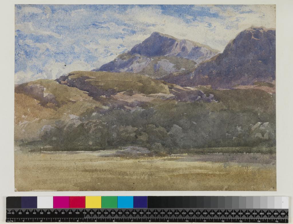 An image of Mountain scene. Cox, David, the elder (British, 1783-1859). Watercolour on paper, height 263 mm, width 368 mm.