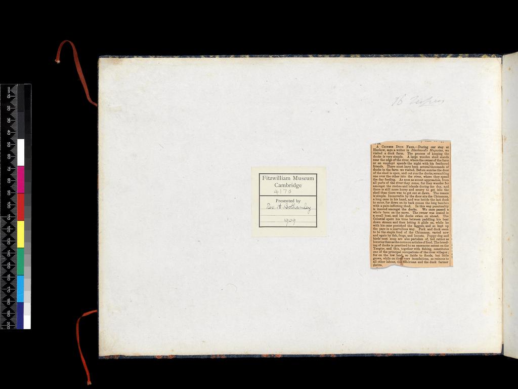 An image of Album. Chinese Boats. Youqua (Chinese, ac.1840-1870). Folios bound in soft-back covers, with silk brocade and ties. Height 250 mm, width 337 mm, 19th Century.