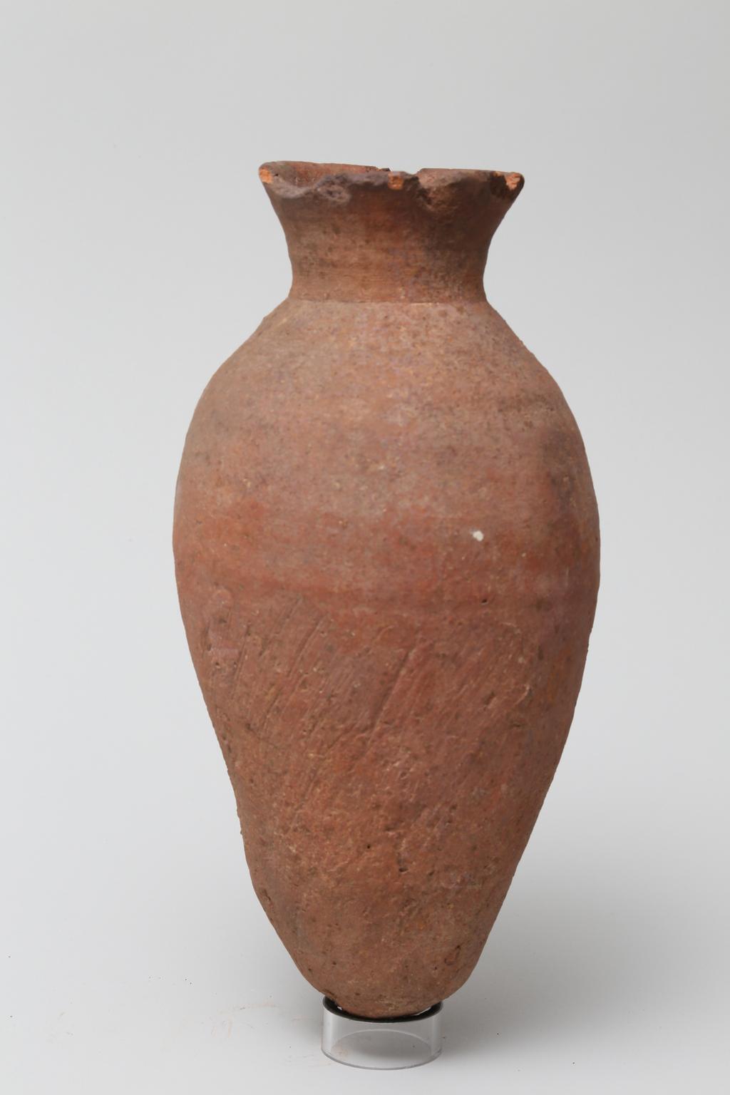 An image of Vessel. Jar, slender shouldered, with rounded base. Production Place/Find Spot: Egypt. Height 0.255 m.