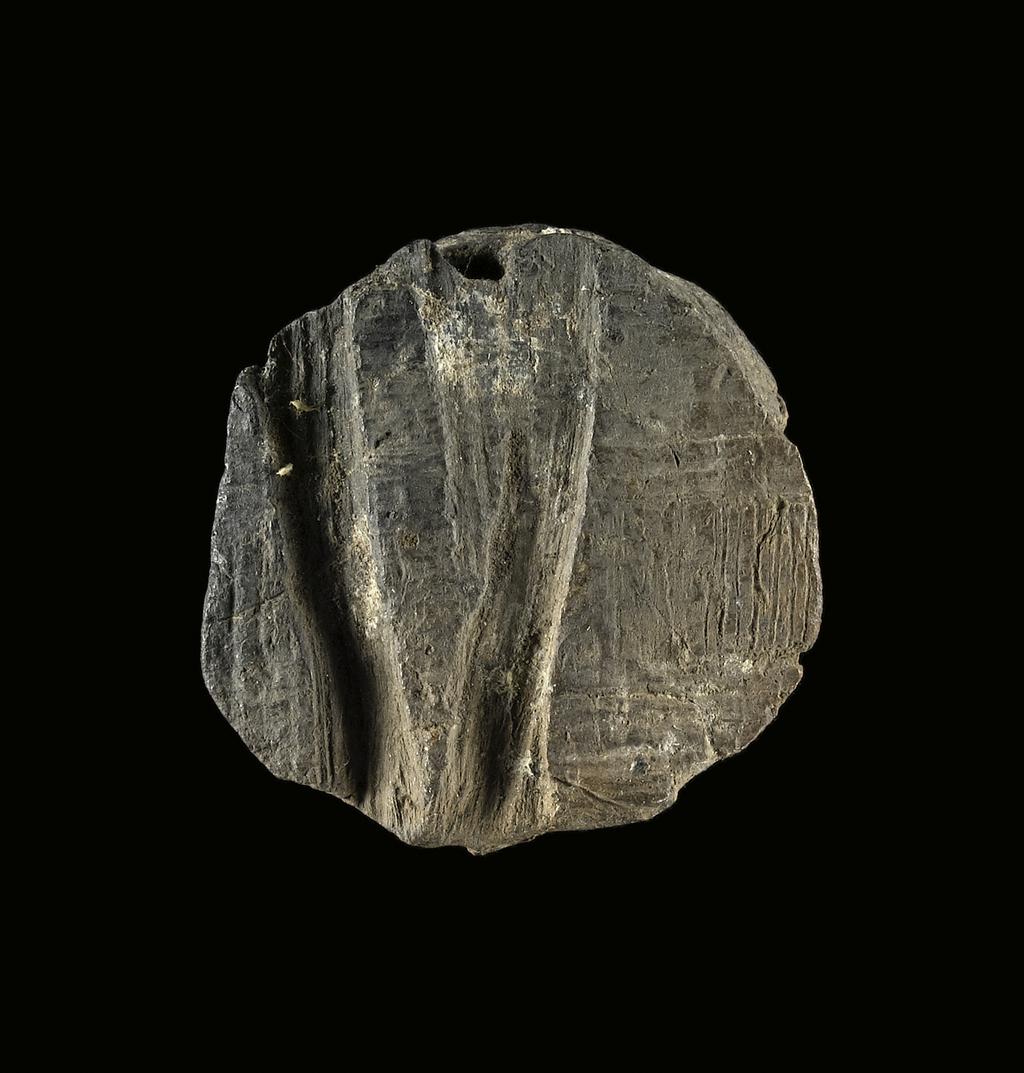 An image of Written document. Seal impression. Sealing from a papyrus roll, faint signs visible. Production Place/Find Spot: Egypt. Diameter 0.025 m.