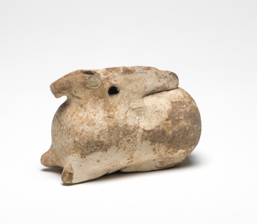 An image of Hare, perfumed-oil container. Dimensions,  height 0.05 m, length 0.083 m, width 0.033 m.