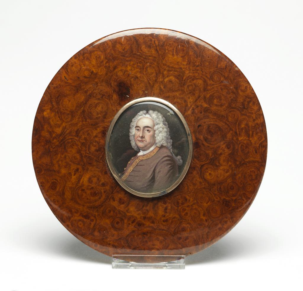 An image of George Frederick Handel 1685-1759. Craft, William Hopkins (British, op.1774-, d.1805). Enamel, height 22 mm, width 15 mm.
