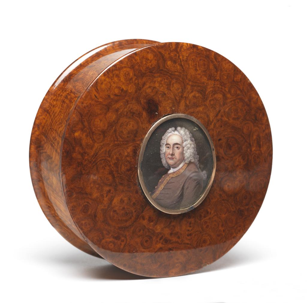 An image of George Frederick Handel 1685-1759. Craft, William Hopkins (British, op.1774-, d.1805). Enamel, height 22 mm, width 15 mm.