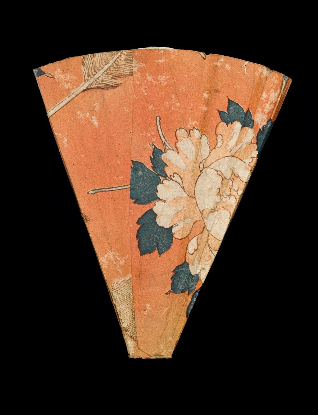 An image of Fan Wrapper. Paper painted in ink, and polychrome opaque water-colours and gold, circa 1840-1850. Japanese. Possibly for O.15-1985.