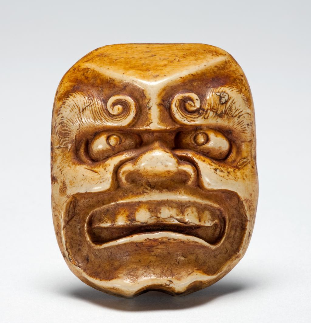An image of Buaku Mask. Celluloid (the 19th century plastic), circa 1880. Japanese.