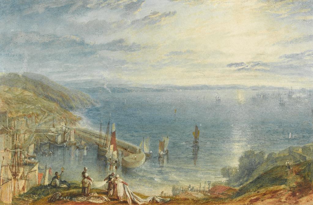An image of Torbay from Brixham. Turner, Joseph Mallord William (British, 1775-1851). Watercolour with gum arabic on paper, height 158 mm, width 240 mm, 1816-1817.