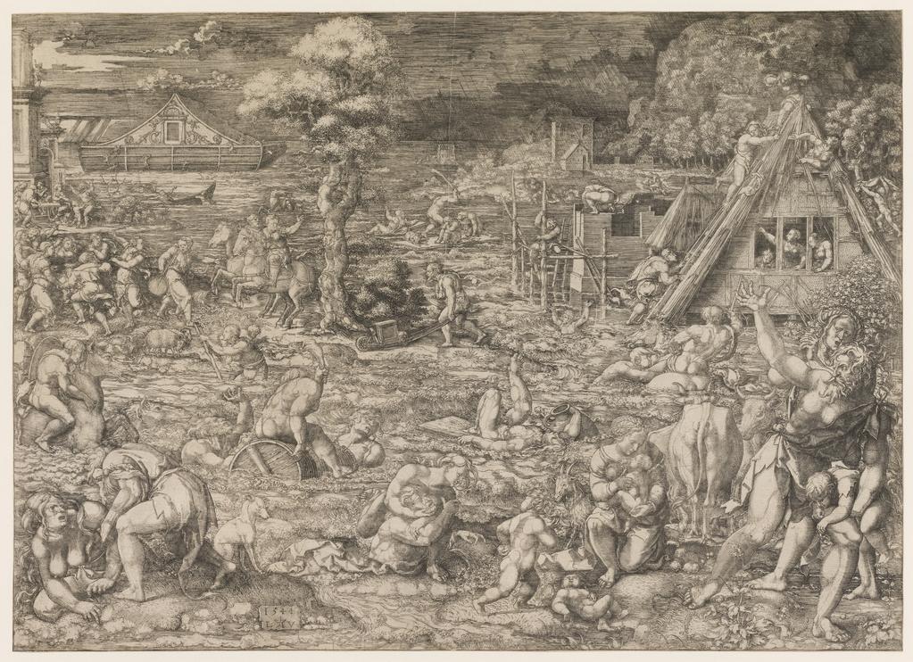 An image of The Deluge. Vellert, Dirk (Flemish, act.1511-1544). Etching, engraving, 1544. Netherlandish. Alternative Numbers: Bartsch 2. Dutuit 2. Hollstein (Dutch/Flemish) P.189.