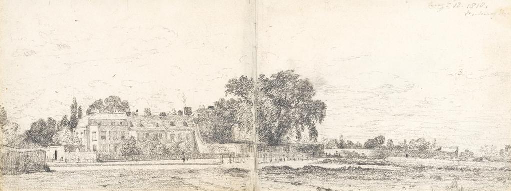 An image of Constable, John. Bristol House and Terrace (1818). Drawing (graphite on paper).