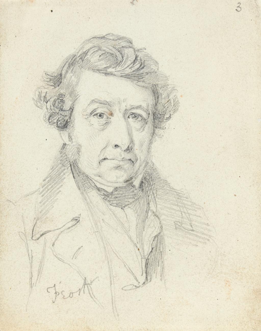 An image of William Wolfe Alais (British, active c.1829-1833). Sketch of Chartist Prisoner taken in court; Frost. Graphite on paper. Circa 1830s.