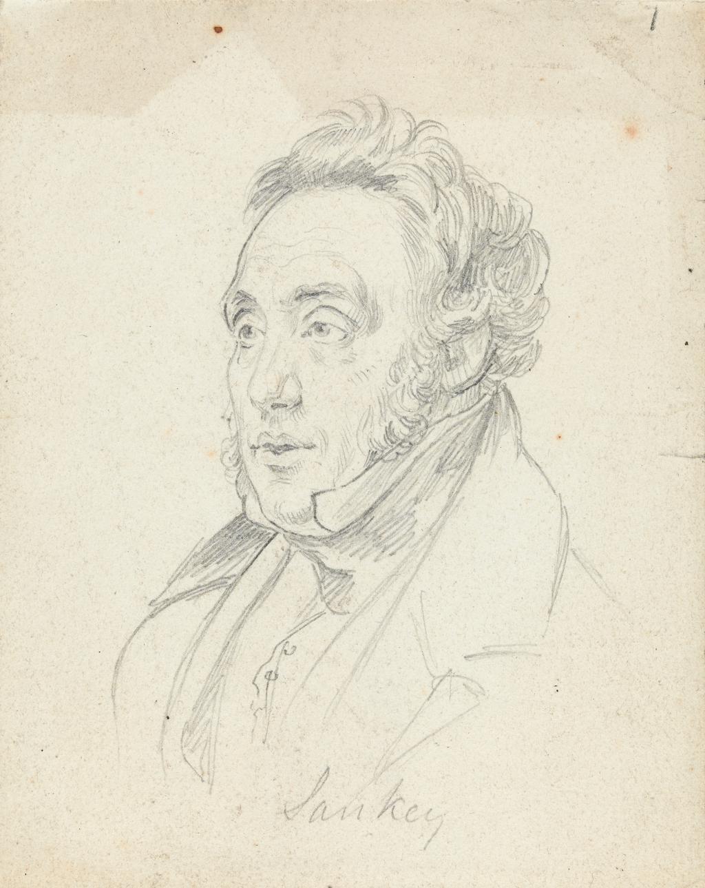 An image of William Wolfe Alais (British, active c.1829-1833). Sketch of Chartist Prisoner taken in court: Sankey. Graphite on paper. Circa 1830s.
