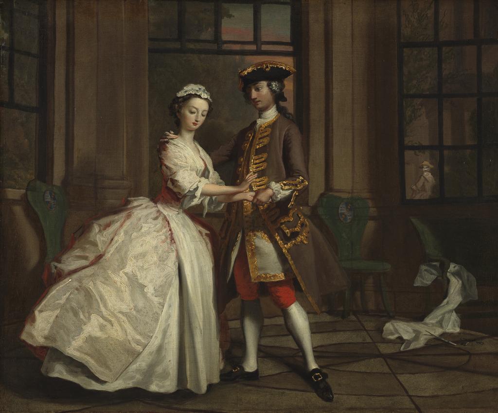 An image of Pamela and Mr B. in the Summer House. Highmore, Joseph (British, 1692-1780). Oil on canvas, height 62.9 cm, width 75.6 cm, circa 1744.