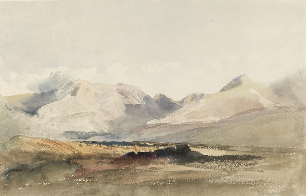 An image of A View in the Lake District. De Wint, Peter (British, 1784-1849). Watercolour on paper, height 292 mm, width 455 mm.
