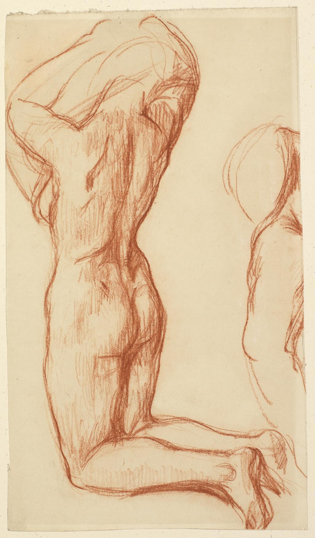 An image of Study for the lithograph 'The Rising Tide'. Shannon, Charles Haslewood (British, 1863-1937). Red chalk on paper. Batchelor Collection.