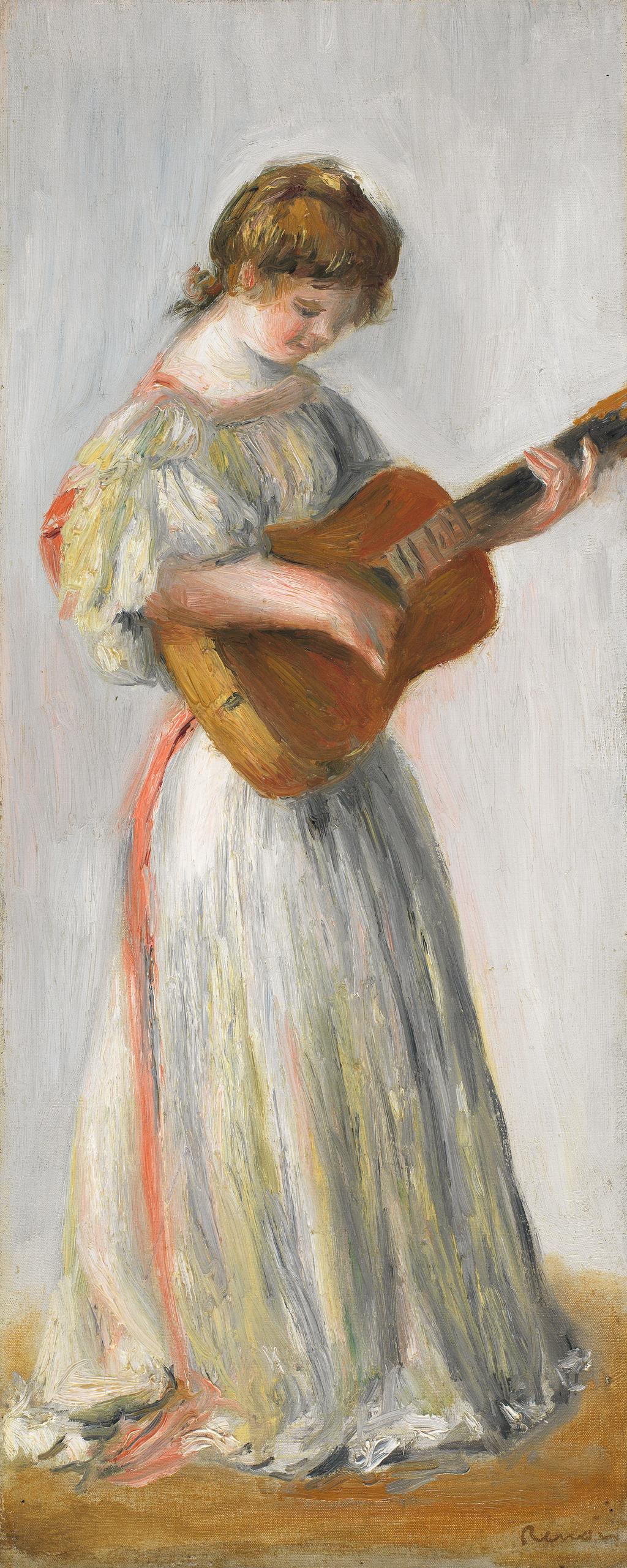 An image of La musique. Translated title: Music. Renoir, Pierre Auguste (French, 1841-1919). Oil on canvas, height 40.0 cm, width 16.5 cm, 1895.