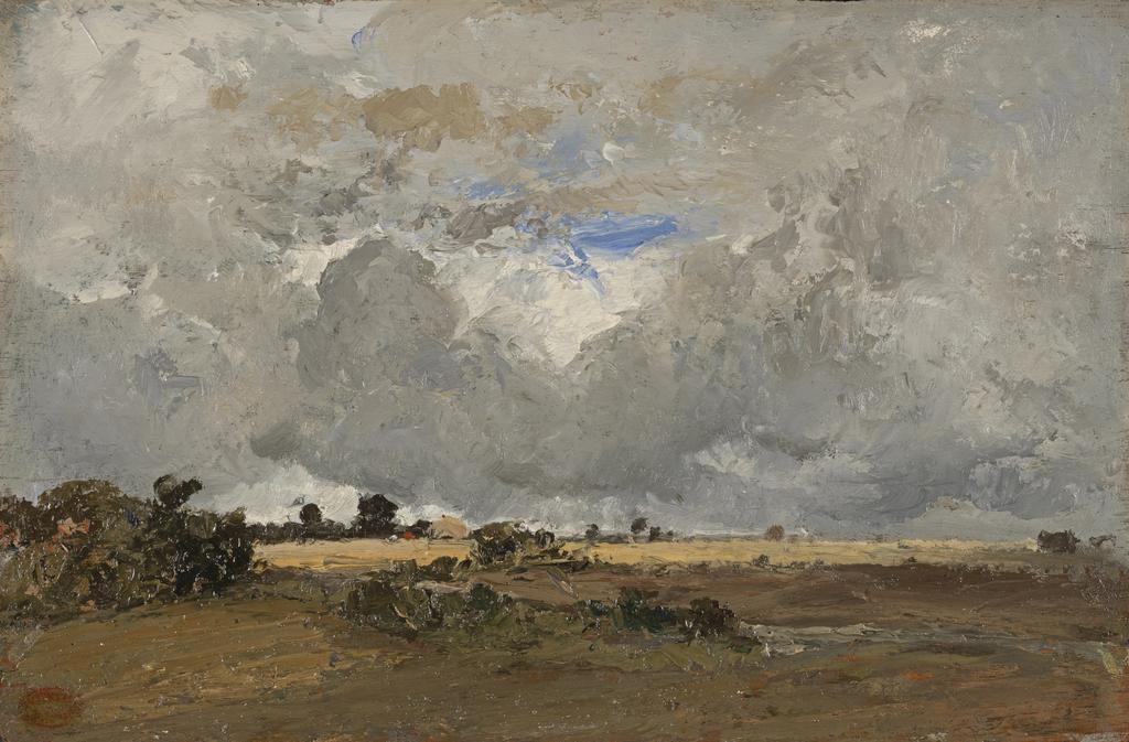 An image of Landscape. Troyon, Constant (French, 1810-1865). Oil on panel, height 24.5 cm, width 37 cm. Acquisition Credit: Given by Julia Crookenden and Michael Jaye, in memory of Major-General George Crookenden and Mrs Angela Crookenden, through Cambridge in America.