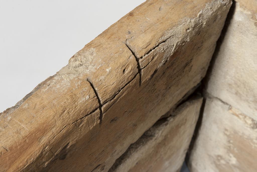 An image of Funerary Equipment. Coffin of Khety made of sycamore fig; part of one side is missing and original 'feet' lost; one line of painted text on lid and side; plastered wood painted with earth pigment. Black drafting lines still visible. Text sketched in back and coloured with Egyptian blue. An eye panel is painted on one side. Production Place: Egypt. Find Spot: Beni Hasan; 366. Wood, painted, height, 50, cm, length, 186, cm, width, 44.4, cm, ca 1990-1950 BC. Twelfth Dynasty; Middle Kingdom.