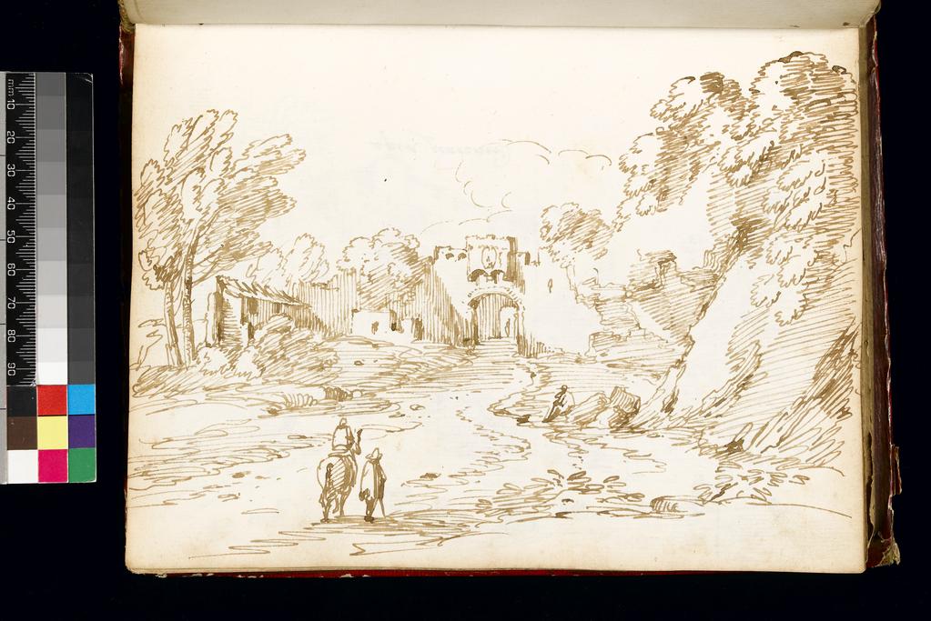 An image of Title/s: Gateway to a town 
Maker/s: Busiri, Giovanni Battista (draughtsman) [ULAN info: Italian artist, 18th cent.]
Technique Description: pen and brown ink on paper
Dimensions: height: 222 mm, width: 166 mm