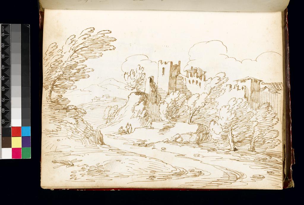 An image of Title/s: Walls of San Quirico d' Orca Maker/s: Busiri, Giovanni Battista (draughtsman) [ULAN info: Italian artist, 18th cent.]Technique Description: pen and brown ink on paper Dimensions: height: 222 mmwidth: 166 mm