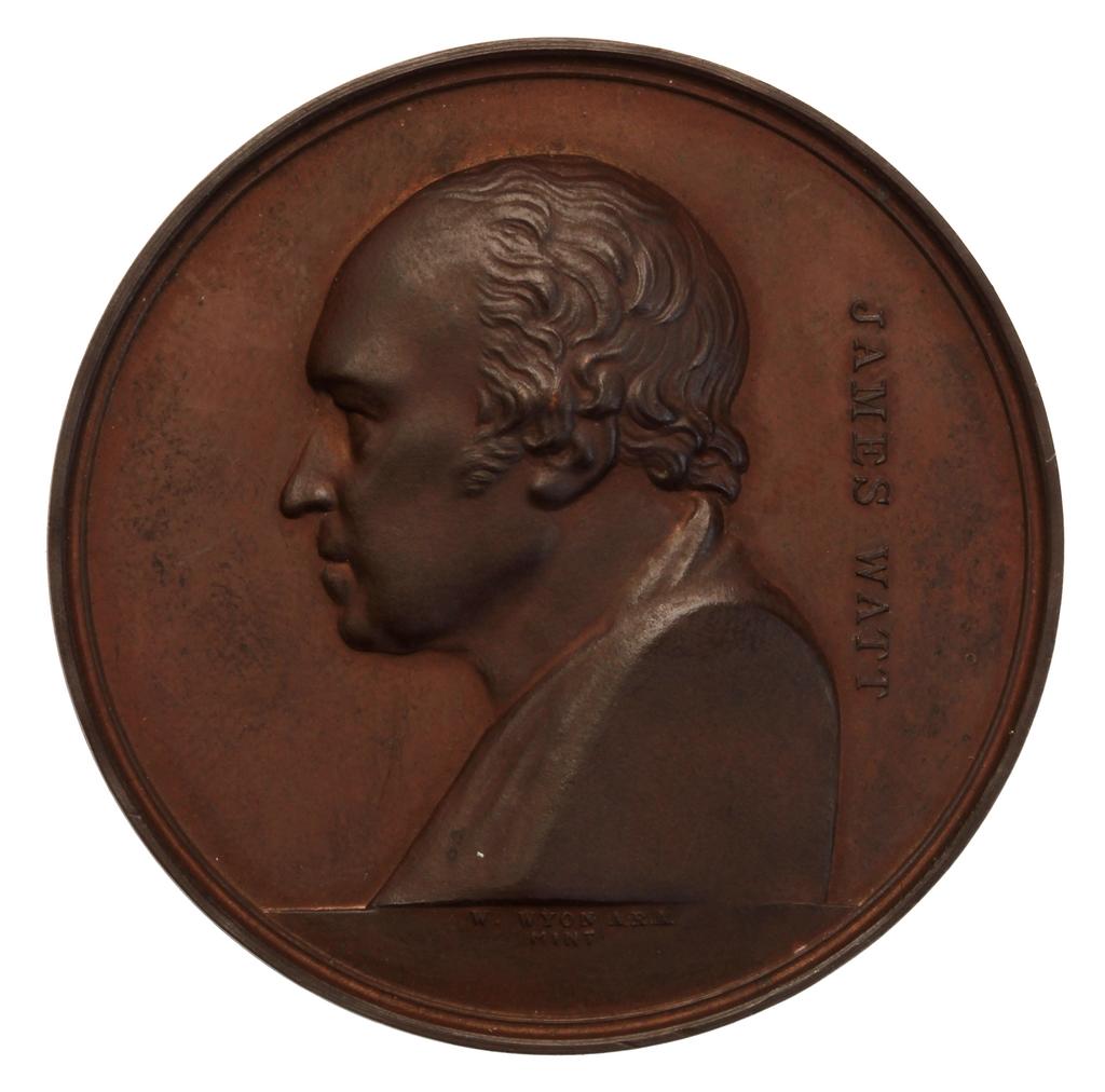 An image of Medal. Portrait of James Watt. Royal Cornwall Polytechnic Society Institute. Dated 1833. No Adlib record 2021, check accession.