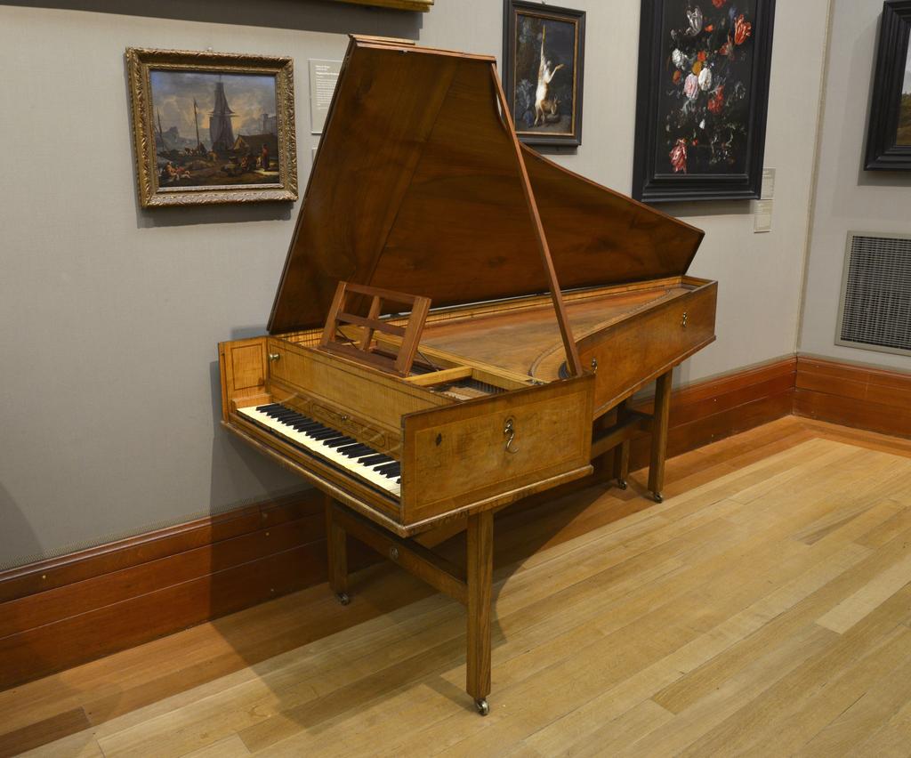 An image of Musical Instrument. Harpsichord. Burkat Shudi (English musical instrument maker, 1702-1773). Single-manual harpsichord, compass F-F, 5 octaves, with 2 x 8’ (unison) stops, no. 260. The underside of the soundboard is inscribed: ‘Burkat Shudi No. 260 Fecit Londini 1751’. London.