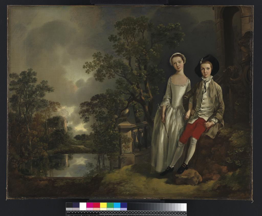 An image of Heneage Lloyd and his Sister, Lucy. Gainsborough, Thomas (British, 1727-1788). Oil on canvas, height 64.1 cm, width 81.0 cm, 1748-1750.