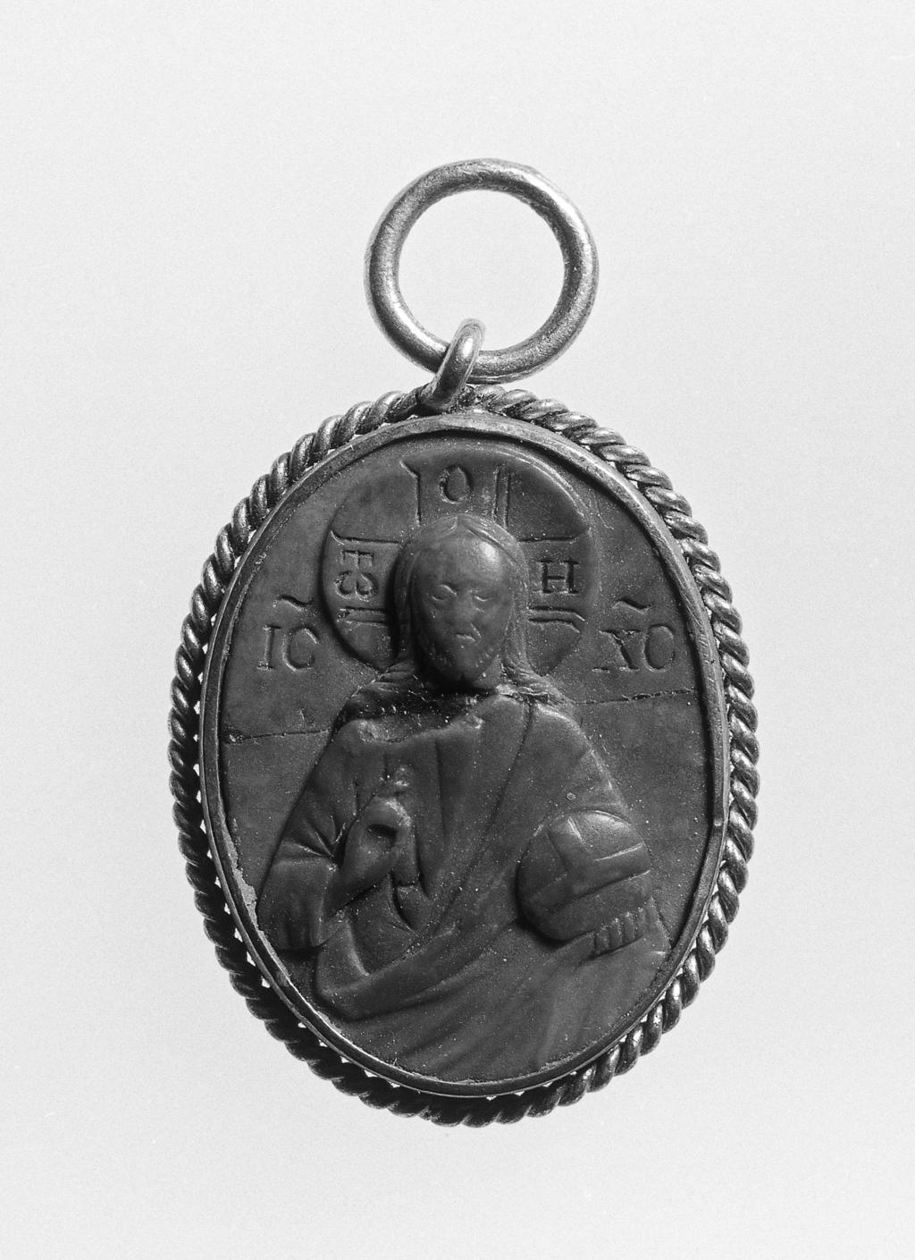 An image of Cameo depicting Christ in Majesty. Jasper, 1101 AD. Byzantine. Lewis Loan, Corpus Christi College, Cambridge. 