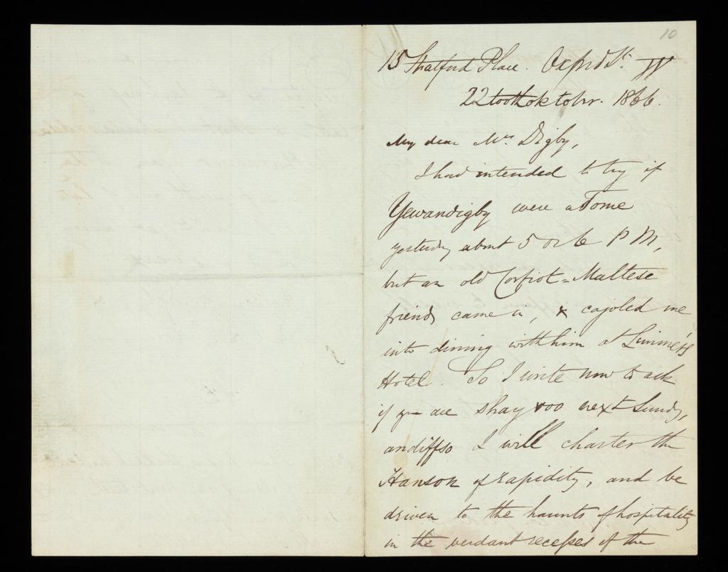 An image of Letter from Edward Lear to Mrs Digby Wyatt.