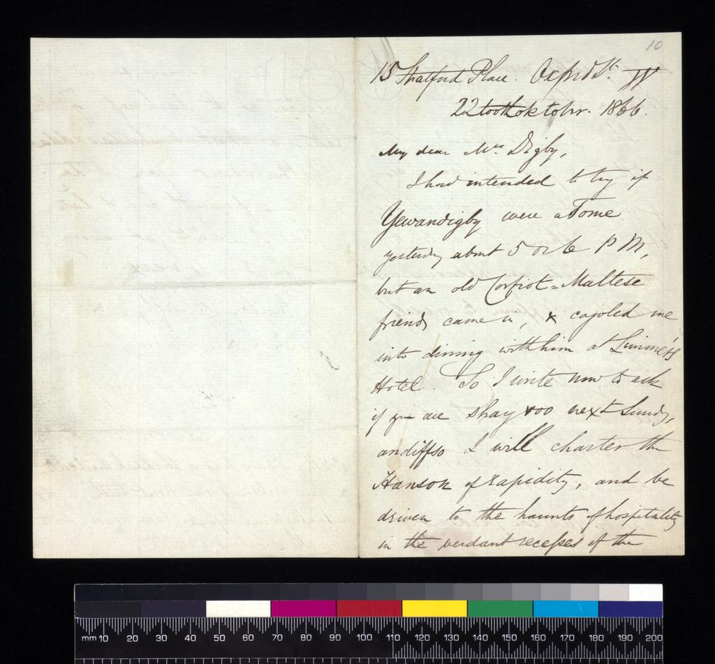 An image of Letter from Edward Lear to Mrs Digby Wyatt.