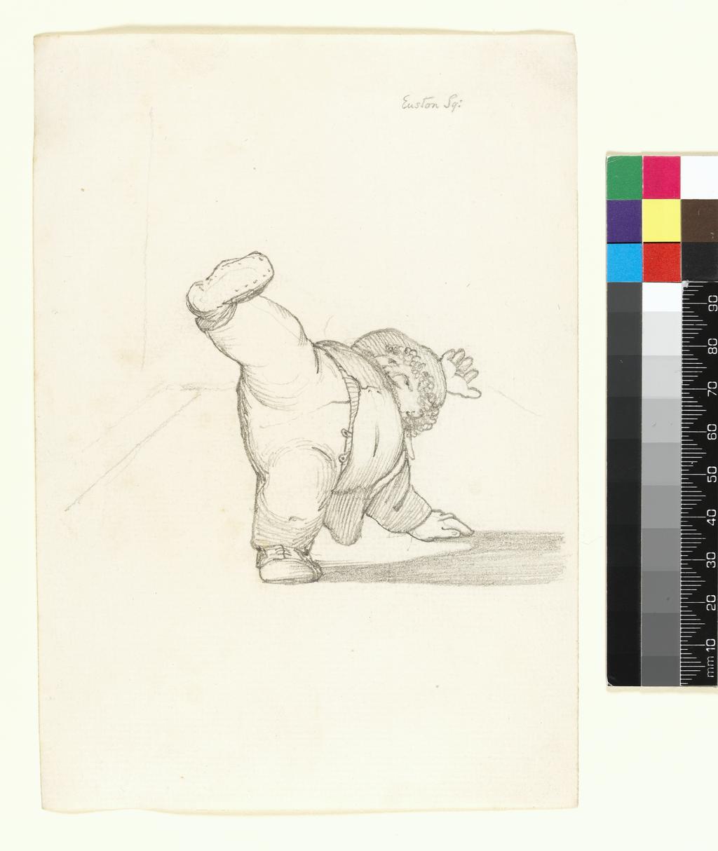 An image of Title/s:  William Morris performing a cartwheel Maker/s: Burne-Jones, Edward (draughtsman) [ULAN info: British artist, 1833-1898]Technique Description:  graphite on laid paperDimensions: height: 181 mm, width: 128 mm 