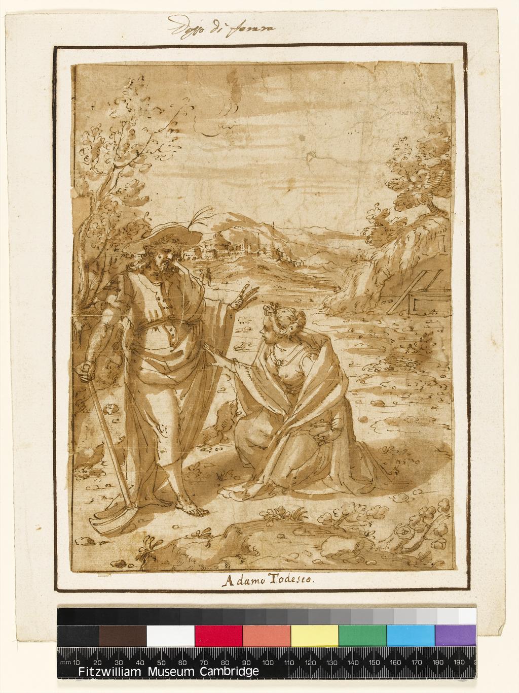 An image of Title/s: Noli me Tangere Maker/s: Semino, Andrea (draughtsman) [ULAN info: Italian artist, 1525(?)-1595(?)]Technique Description: pen, sepia and wash, on paper Dimensions: height: 240 mm, width: 180 mm