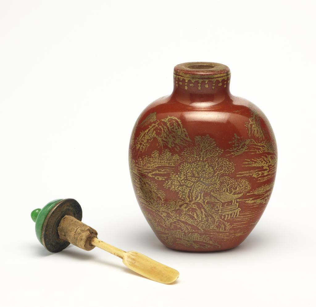 An image of Netsuke. A Shōjō, mythical creature addicted to alcohol, with long hair and a sake cup on its head. Shōyu (Japanese). Ivory, with incised and stained detail, height 5.5 cm. Acquisition Credit: Marlay Bequest.