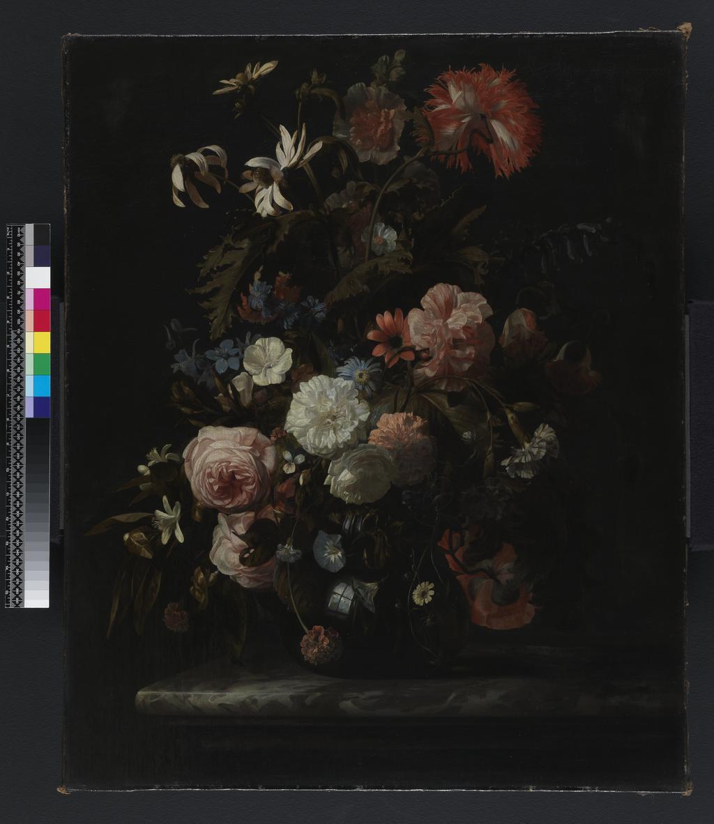 An image of Group of flowers. Verelst, Simon Pietersz. (Dutch, 1644-1710(?)/21). Oil on canvas, height 78.7 cm, width 64.8 cm.